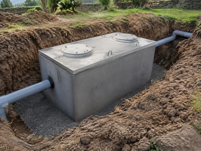 Instalación de fosas sépticas de hormigón en O Grove
